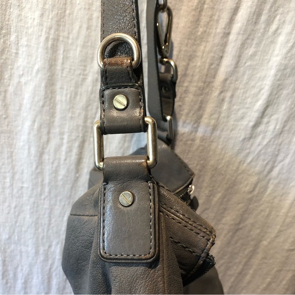 Banana Republic elephant grey lamb leather adjustable strap purse 12 x15 x3 - Picture 3 of 14